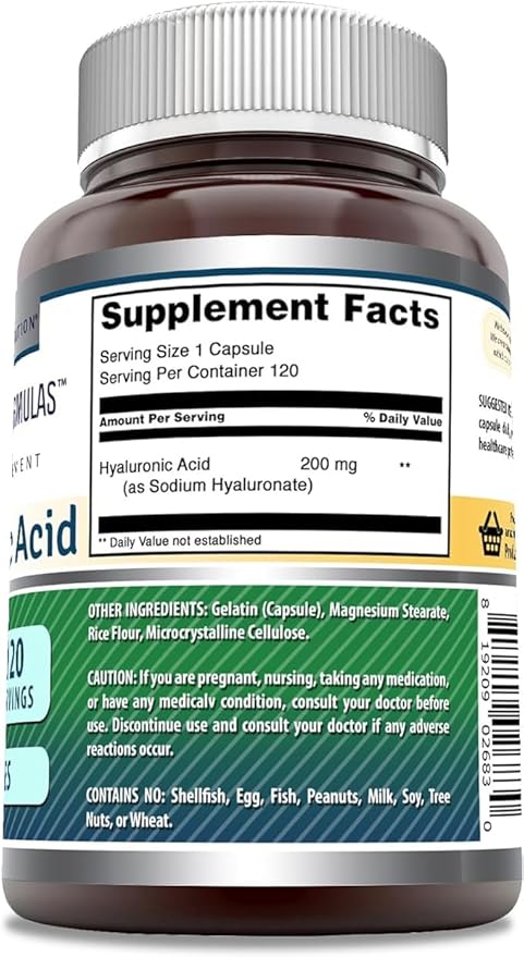 Amazing Formulas Hyaluronic Acid 200 Mg Per Serving Capsules Supplement | Non-GMO | Gluten Free | Made in USA (120 Count | 2 Pack)