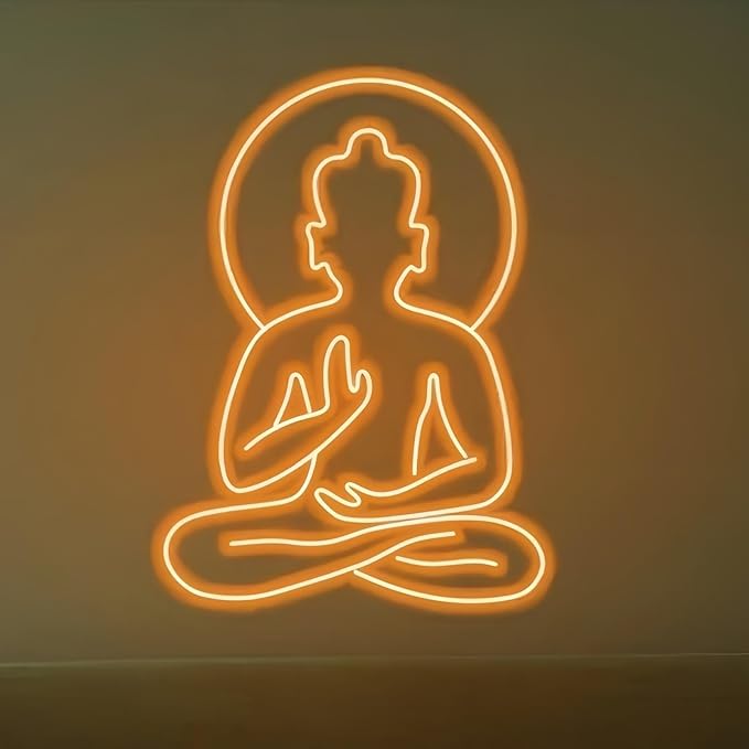 Buddha Neon Sign for Wall Decor, Custom Buddha LED Neon Sign, Fitness & Yoga Decor, Funny Yoga Sign, Motivational Neon Sign, Yoga Gift, Psychic Chakras Healing Exercise, Peaceful Sign