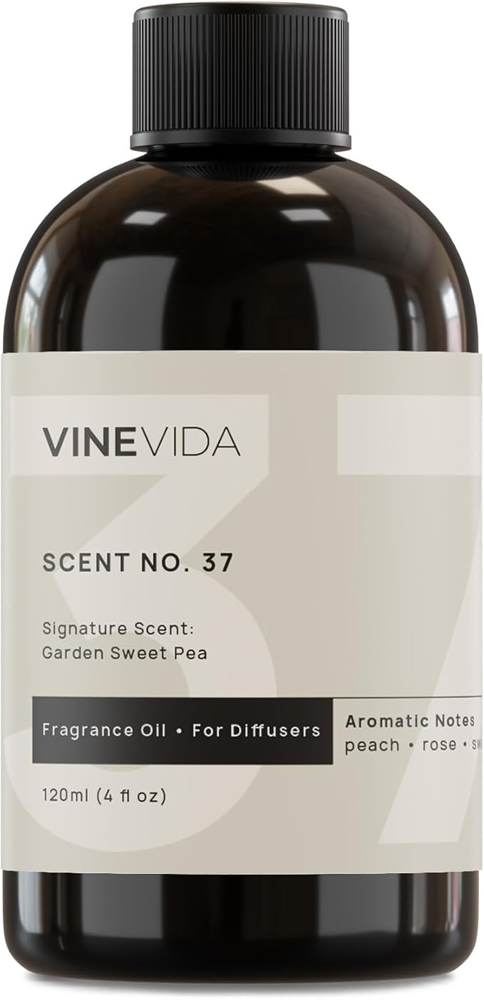 VINEVIDA [4 Fl Oz] Garden Sweet Pea Fragrance Oil for Cold Air Diffusers, Essential Oils for Diffuser Oil Refill & Air Freshener Room Spray
