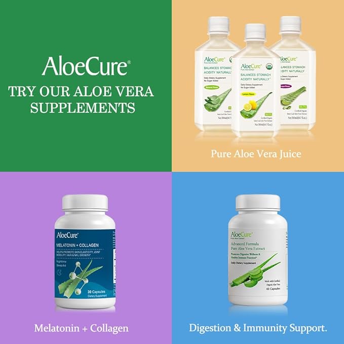 AloeCure VeraFlex Natural Joint Health Supplement with USDA Organic Aloe Vera - Plant-Based Capsules to Support Comfort, Mobility and Flexibility - All-Natural Formula, 60 Capsules