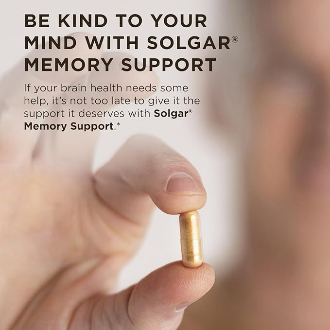Solgar Memory Support Brain Dietary Supplement for Memory and Focus, Clinically Studied Nutricog, Vitamin D & Huperzine-A, Nootropic Brain Health Supplement, Healthy Aging Support, 30 Servings