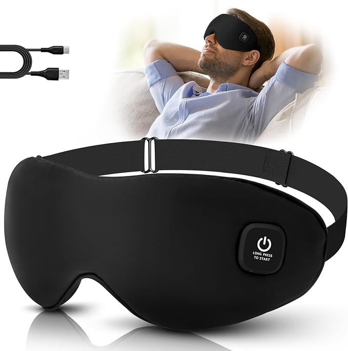 Silk Cordless Heated Eye Mask, Washable Heat Eye Compress for Dry Eye Electric Eye Heating Pad Warm Eye Mask for Eye Fatigue Stye Sinus Blepharitis MGD Gifts for Men Women