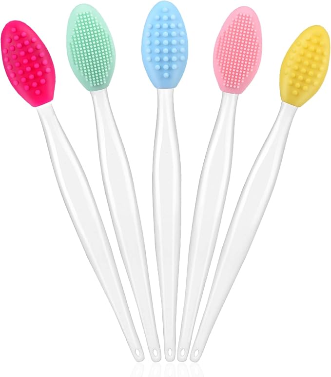 5Pcs Lip Scrubber Exfoliator,Pore Scrub Brush for Face,Nose Scrubber,Silicone Lip Pore Cleansing Brush for Exfoliating, Massageing, Blackheads Removal, Color Skin Care, DIY Masks