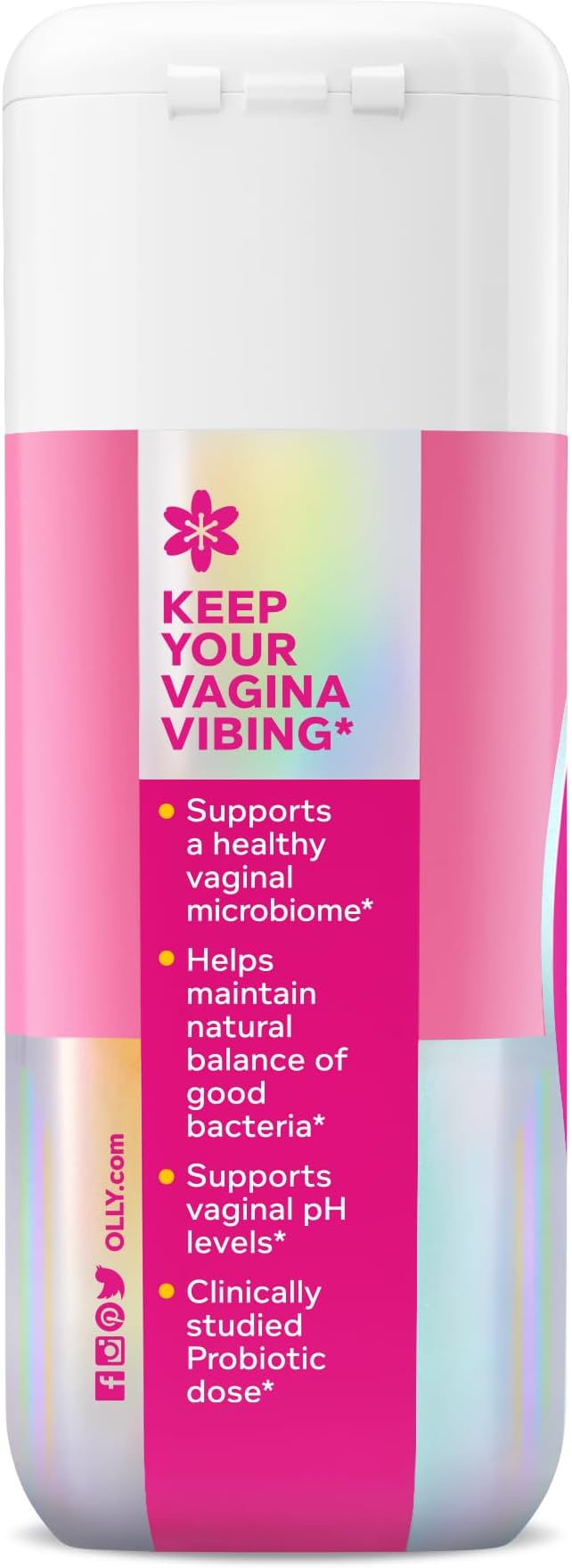 OLLY Happy Hoo-Ha Capsules, Probiotic for Women, Vaginal Health and pH Balance, 10 Billion CFU, Gluten Free - 25 Count