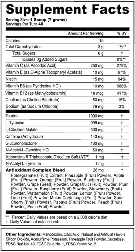 G Fuel Goth GF Energy Drink Powder, Pre Workout Caffeine Powder, Energy Powder Drink Mix for Gaming, Sugar Free Focus Amino, Vitamin + Antioxidants, 9.9oz (Blackberry Apple, 40 Servings)