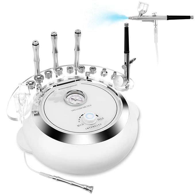 Updated 3 in 1 Microdermabrasion Machine, Professional 65-68cmhg Vacuum Suction Power Facial Clean Diamond Machine for Home Use, Beauty Star Salon Eeffect Skin Care Equipment with Vacuum & Spray Gun