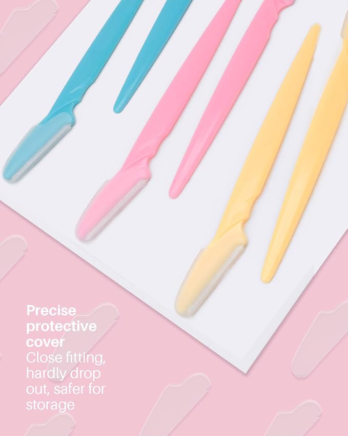 Dermaplane Razor, 60 Pcs Face Razors for Women and Men, Multipurpose Eyebrow Razor, Dermaplaning Tool for Face by MoHern， Multi-Color