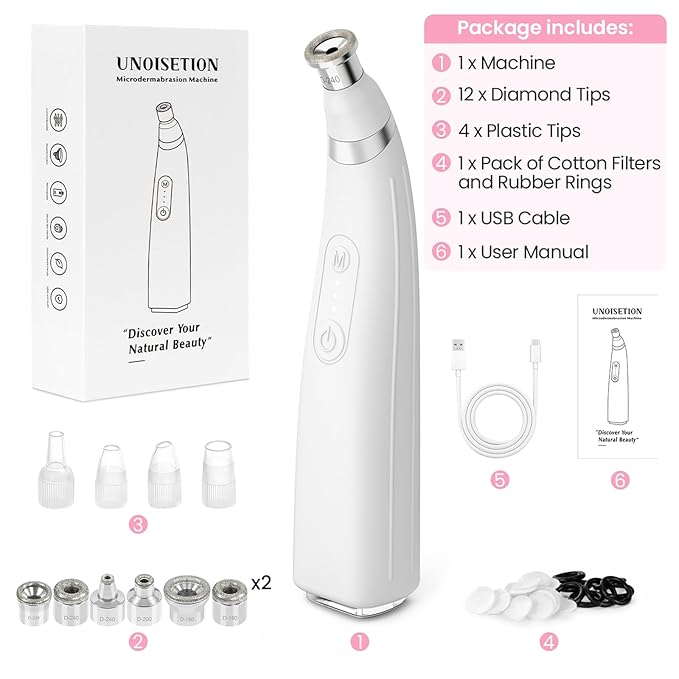 Diamond Microdermabrasion Machine, Portable Blackhead Remover Pore Vacuum, Dermabrasion Facial Machine for Exfoliation & Blackhead Removal