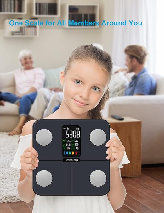 Digital Bluetooth Body Fat Scale – Ultra‑Precise Smart Bathroom Weight Scale with 15 Body Composition Metrics, Large Backlit Display, App Sync (Fitdays, Apple Health, Google Fit) & Multi‑User Profiles
