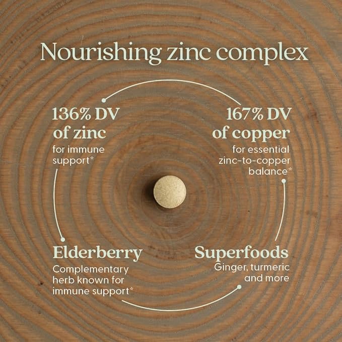 New Chapter Zinc Supplement, Fermented Zinc Complex, ONE Daily for Immune Support + Skin Health, Mineral-Balancing Formula Rich in Copper, Easy to Swallow & Digest, 30 Count (1 Month Supply)