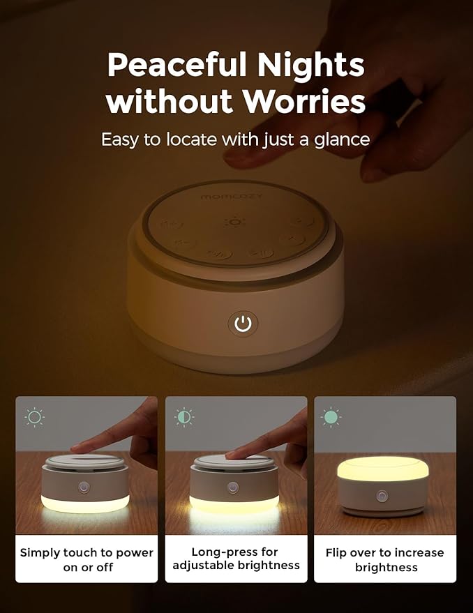 Momcozy Sound Machine for Baby-20 Soothing Sounds & Touch Warm Light Portable White Noise for Kids & Adults for Sleeping Timer and Memory | Ideal Travel Companion & Nursery Must-Have