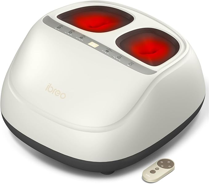 Foot Massager with 2 Level Heat, 3 Level Air Compression & Vibration, Deep Kneading Shiatsu, Remote Control &Timer for Pain Relief, Neuropathy, Plantar Fasciitis, Relaxation for Long Stand & Fitness