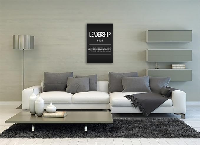 Motivational Canvas Wall Art Office Posters Prints Inspiring Quotes Leadership Noun Inspirational Pictures Artwork Decor for Living Room Home Wooden Framed Ready to Hang[24" W x 36" H]