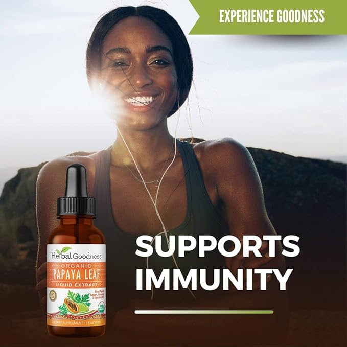 Papaya Leaf Liquid Extract for Platelets | Organic Papaya Leaves Supplement for Immune & Digestive Health Support -1oz