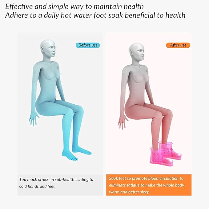 Movable Foot Soaker, Portable Feet Soaking Tub Massage Foot Bath Shoes, Bath Massager Basin Pedicure Feet Spa Shoes for Thermal Massage to Promote Blood Circulation (Large High, Blue)