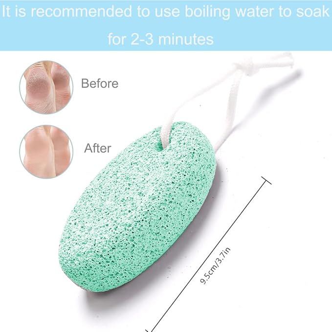Natural Foot Pumice Stone for Feet, Borogo 2-Pack Lava Pedicure Tools Hard Skin Callus Remover for Feet and Hands -Green