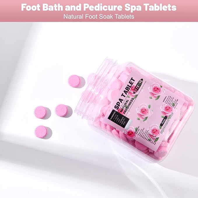 Spa Foot Bath Pedicure Tablets ,Pedicure Foot Spa Supplies,Natural & Refreshing, Relieve Fatigue, Quickly Dissolve & Remove Dead Skin, Rose Fragrance, 350-Count