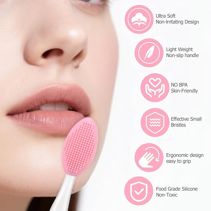5Pcs Lip Scrubber Exfoliator,Pore Scrub Brush for Face,Nose Scrubber,Silicone Lip Pore Cleansing Brush for Exfoliating, Massageing, Blackheads Removal, Color Skin Care, DIY Masks