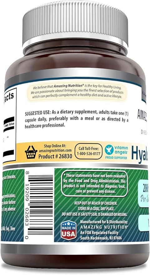 Amazing Formulas Hyaluronic Acid 200 Mg Per Serving Capsules Supplement | Non-GMO | Gluten Free | Made in USA (120 Count | 2 Pack)