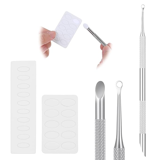 Cuticle Remover Tool Cuticle Pusher, Dual Ended Stainless Steel Cutin Dead Skin Polishing Peeler, Toenail Care for Manicure Pedicure Nail Art(2 Cuticles Pusher+2 Sandpaper Sheets)