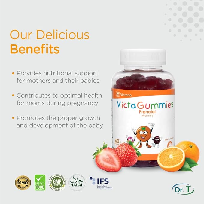 Dr. T Prenatal Gummies for Expectant Moms 180g - Berry & Orange Flavor - Healthy Pregnancy - Proper Baby Growth - Prenatal Nutrition - 60 Pectin Gummies (1)
