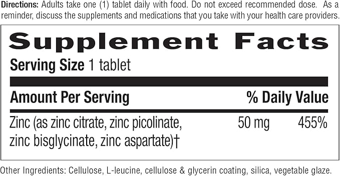 Country Life Target-Mins Zinc 50 mg 90 Tablets - Zinc Supplements for Immune Health - Zinc 50mg - Zinc Support