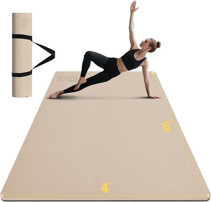 8mm Large Yoga Mat (6'x 4') - Extra Long and Wide 72 x 48 x 0.32 inches, Non-Slip POE Fitness Mat, Eco-Friendly, Thick Wide Exercise Mat for Home Workouts,Ideal for Yoga and Pilates.