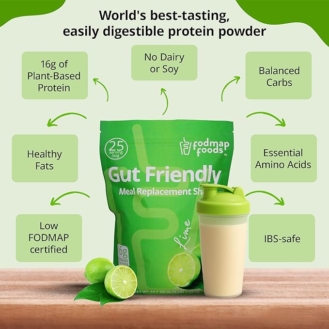 Certified Protein Shake Powder Meal Replacement – Gut Friendly 16g Plant Based Protein, Low Fermentation, Gluten-Free High Protein Meal Replacement Shake Powder | 25 Servings 44.1oz
