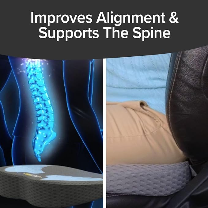 Extra Thick, Ultra-Comfy Edition Auto Cushion w/Memory Foam, AS-SEEN-ON-TV, Lumbar Support Helps Relieve Pressure, Molds to Anyone, Washable Cover, Drive in Heavenly Comfort, Any Vehicle