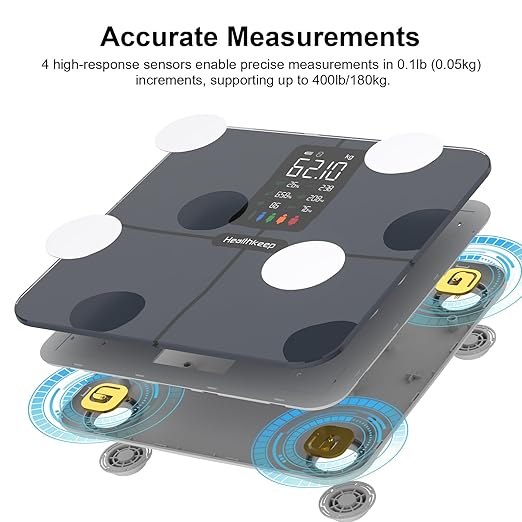 Digital Bluetooth Body Fat Scale – Ultra‑Precise Smart Bathroom Weight Scale with 15 Body Composition Metrics, Large Backlit Display, App Sync (Fitdays, Apple Health, Google Fit) & Multi‑User Profiles