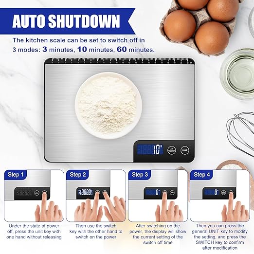 Digital Kitchen Scale, Large Capacity, Easy Tare Function, Large LCD Display, Perfect for Cooking, Baking, and Meal Prep (Silver-2)