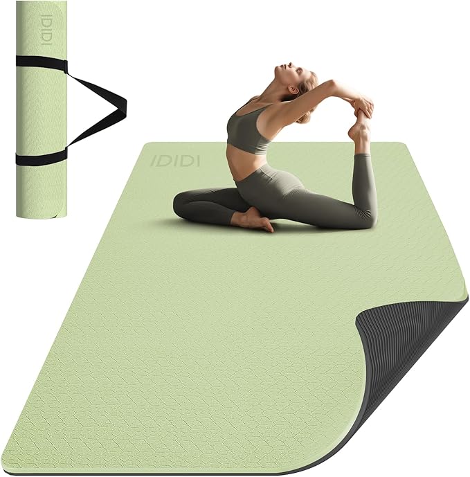 8mm Large Yoga Mat (6'x 4') - Extra Long and Wide 72 x 48 x 0.32 inches, Non-Slip POE Fitness Mat, Eco-Friendly, Thick Wide Exercise Mat for Home Workouts,Ideal for Yoga and Pilates.
