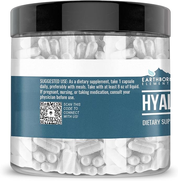 Earthborn Elements Hyaluronic Acid 200 Capsules, Pure & Undiluted, No Additives