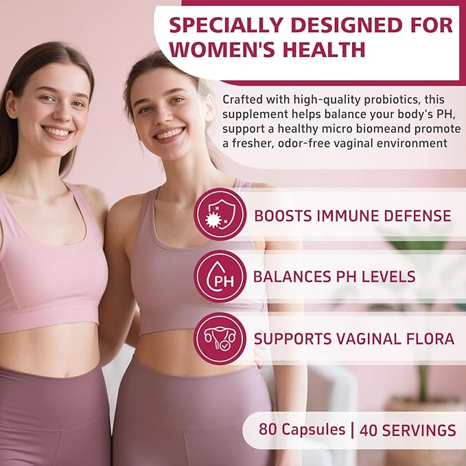 Premium Vaginal Probiotics – pH Balance with Prebiotics & Lactobacillus Probiotic Blend - Vaginal Health Supplement - Promote Healthy Vaginal Odor & Vaginal Flora, 80 Count (Pack of 1)