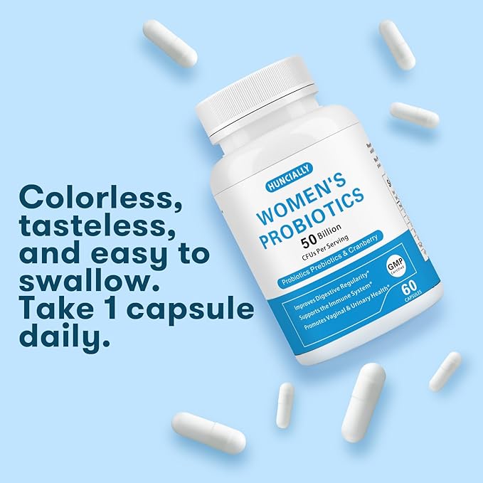 Women’s Probiotic, 50 Billion CFUs, with Prebiotics & Cranberry, Supports Digestive, Immune & Vaginal Health, 60 Capsules