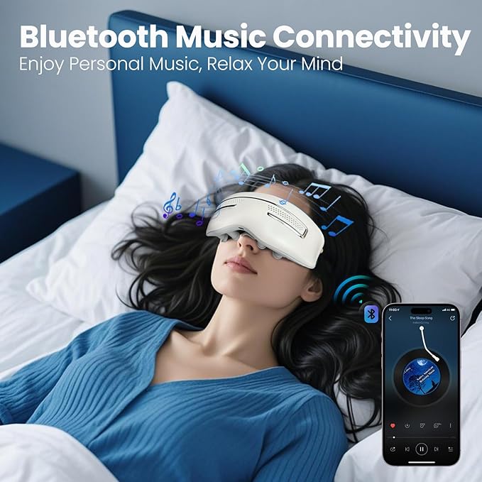 Eye Massager with Heat and Cooling, Rapid Cooling Eye Massager for Puffy Eyes, Heated Eye Masks for Dry Eyes, Bluetooth Eye Mask for Sleeping, Birthday Gifts for Women/Men