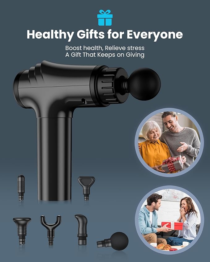 AYURA Massage Gun, Deep Tissue Percussion Massager Gun, Handheld Back Massager, Electric Massager with 30 Speeds and 6 Heads for Athletes Men Women