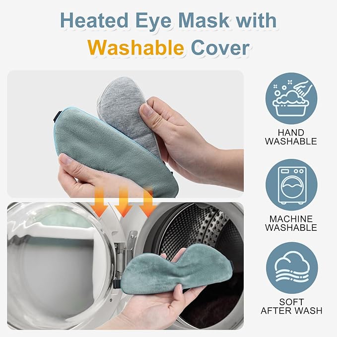Heated Eye Mask for Dry Eyes USB Electric Warm Eye Compress Heat Eye Masks with Temperature&Timer Control, Eye Heating Pad for Dry Eyes, Stye Treatment, Chalazion, Blepharitis, MGD, Puffy