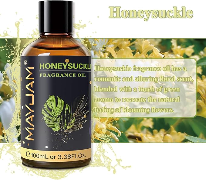 100ML/3.38FL.OZ Honeysuckle Fragrance Oils with Glass Dropper, Essential Oils for Diffusers for Home, Long Lasting Scented Oils for Diffusers Soap Candle Making
