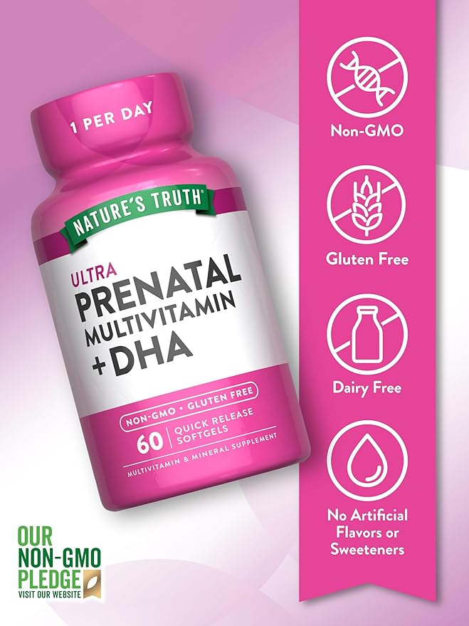 Nature's Truth Prenatal Vitamins for Women | with DHA and Folic Acid | 60 Softgels | Non-GMO & Gluten Free Supplement
