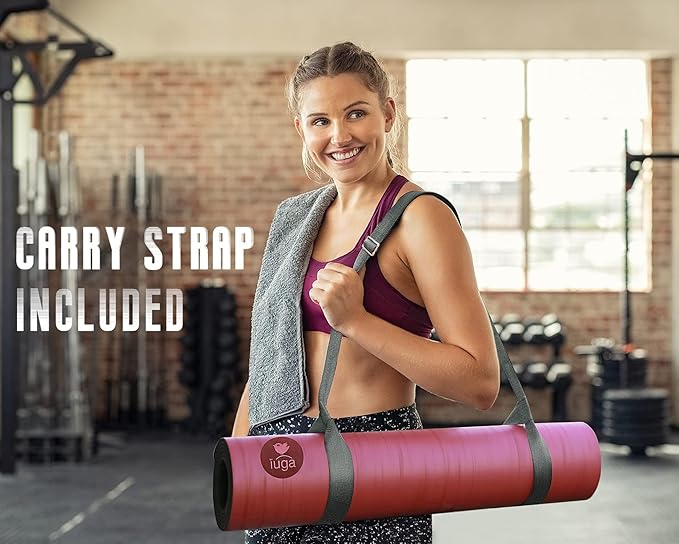 IUGA Pro Yoga Mat Non Slip Hot Yoga Mat Anti-tear Exercise Mat Eco Friendly Yoga Mats with SGS Certified Material Free Carrying Strap Included