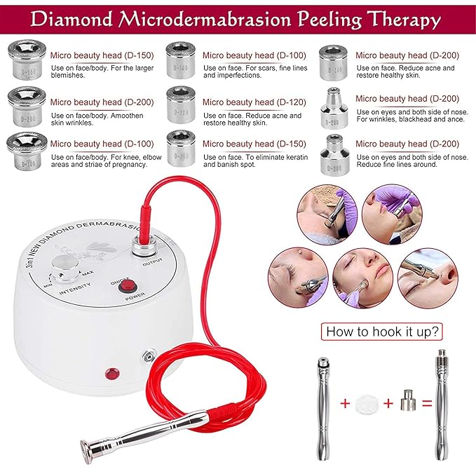 Diamond Microdermabrasion Machine, Yofuly 3 in 1 Professional Microdermabrasion Machine with Vacuum Glass Tube and Spray Bottle for Home Use Skin Care