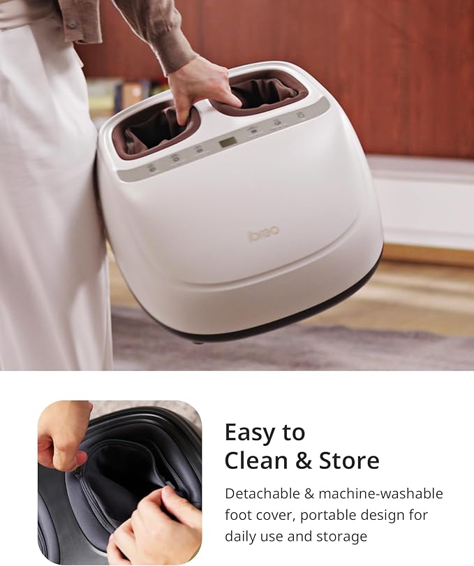 Foot Massager with 2 Level Heat, 3 Level Air Compression & Vibration, Deep Kneading Shiatsu, Remote Control &Timer for Pain Relief, Neuropathy, Plantar Fasciitis, Relaxation for Long Stand & Fitness
