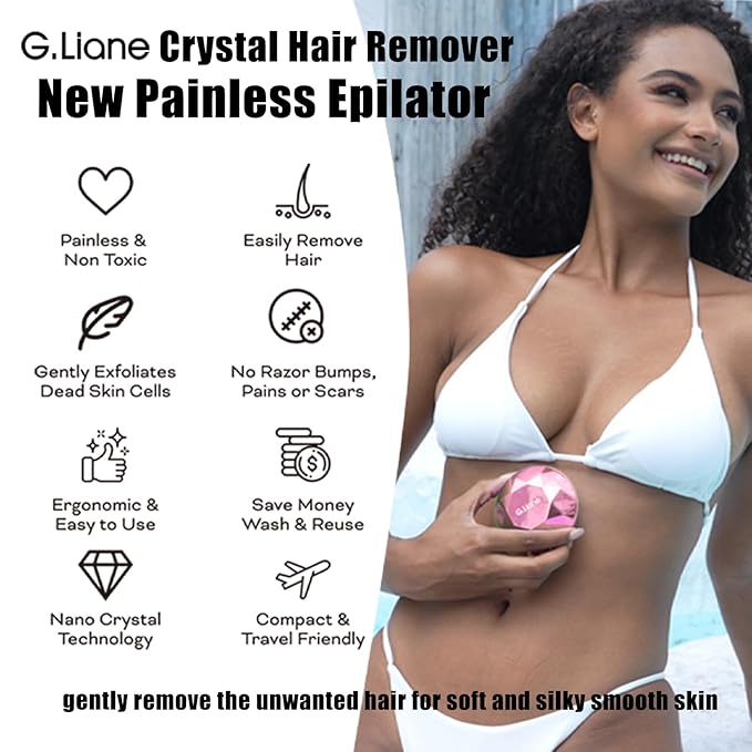 Crystal Hair Eraser,Painless Nano Hair Remover Exfoliation,Gentle and Efficient Glass Hair Removal Device Without Waxing,Natural Epilator for Women and Men(Rose Pink)