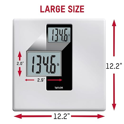 Taylor Digital Glass Bathroom Scale for Body Weight, 400 lb Capacity, Durable Tempered Glass Platform and Easy to Read, White