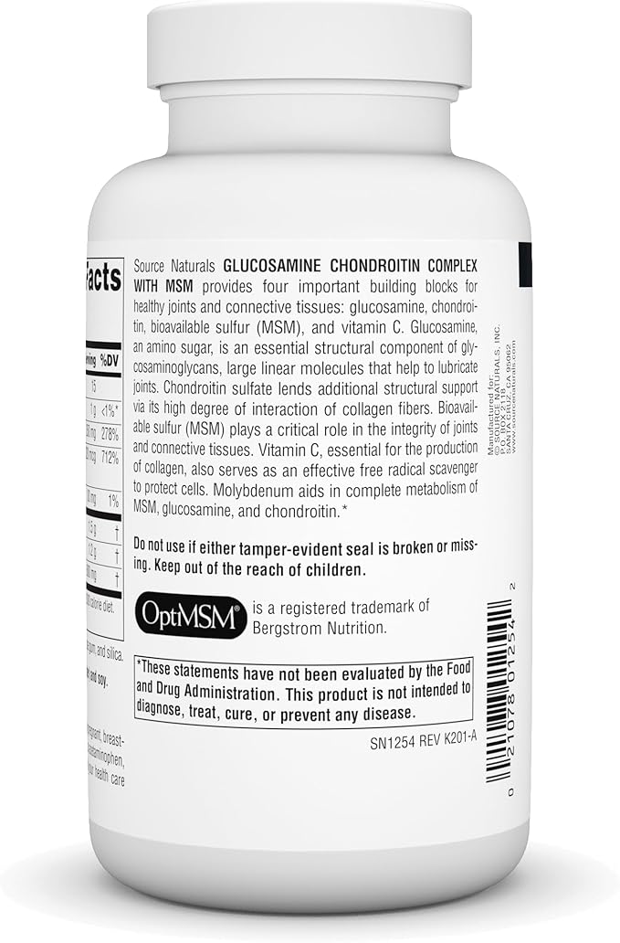 Source Naturals Glucosamine Chondroitin Complex with Msm - 120 Tablets