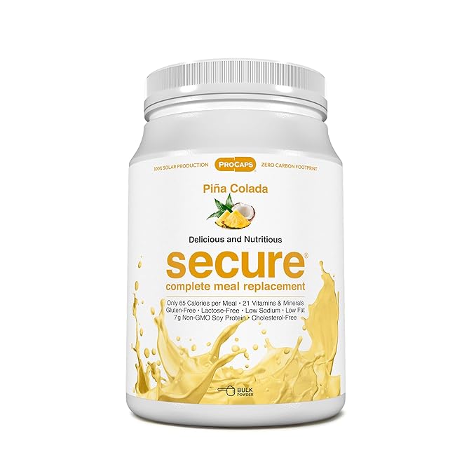 ANDREW LESSMAN Secure Soy Complete Meal Replacement - Piña Colada 60 Servings - Only 65 Calories, 7g Non-GMO Soy Protein, Vitamins and Minerals, Low-Fat, Nutritious and Delicious, Mixes Instantly