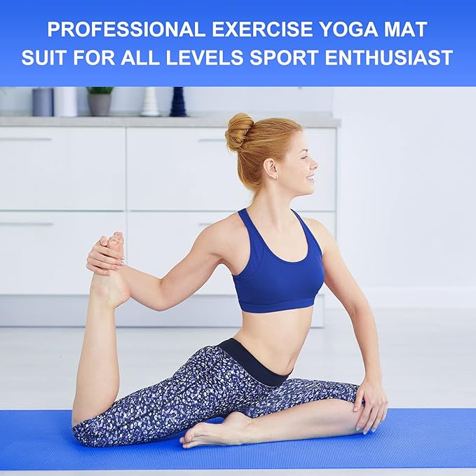 Funtery 16 Pack 3 mm Thick Yoga Mat Exercise Workout Mat Non Slip Fitness Pad for Women Gym Home Yoga Pilates