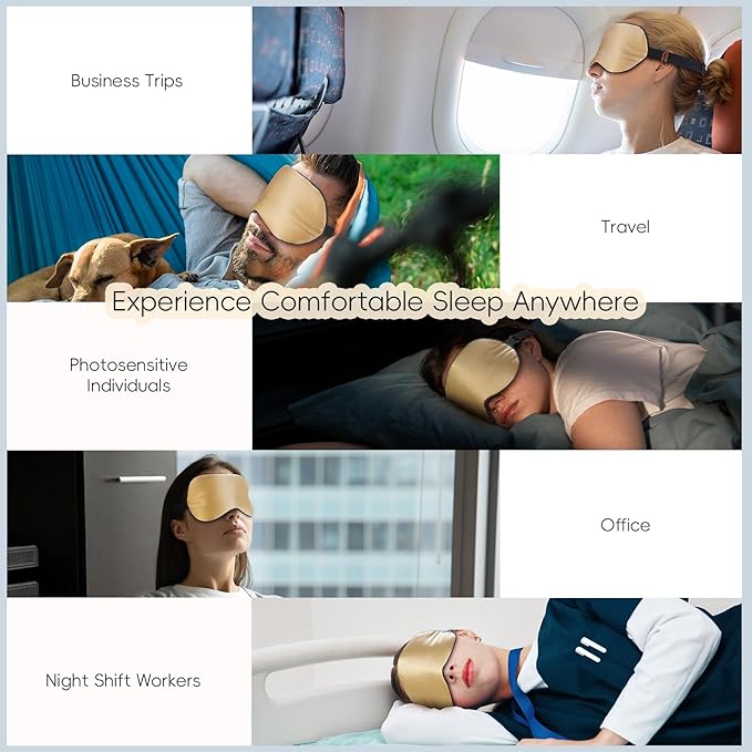 TOPOINT Silk Sleep Mask Light Blocking, 3-in-1 Cooling Heated Eye Mask for Sleeping, Includes Silk Senna Seed and Gel Masks, for Migraine Dry Eye Dark Circles Women Men