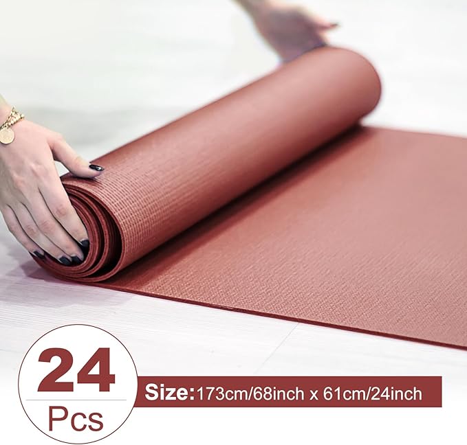 Funtery 24 Pcs 3 mm Thick Yoga Mat Exercise Workout Mat Non Slip Fitness Yoga Pad for Women Gym Home Yoga Pilates